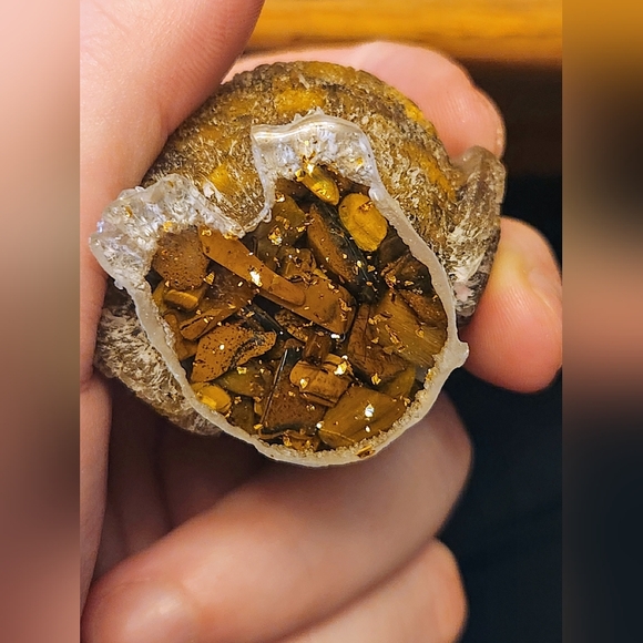 Genuine Tigers Eye or Clear Quartz Chip Resin Owl - Picture 3 of 5